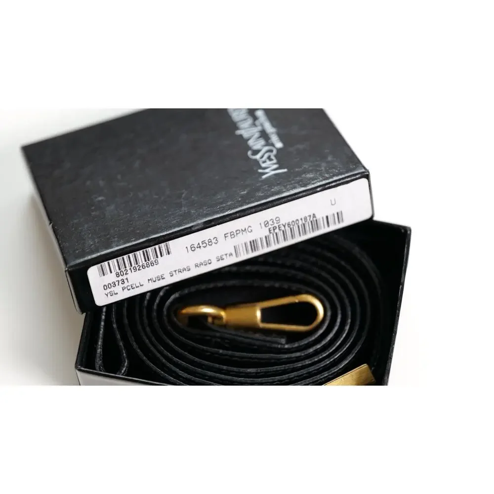 Yves Saint Laurent (YSL) Vintage Black Leather Dog Leash